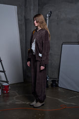 VELOUR PANTS -BROWN