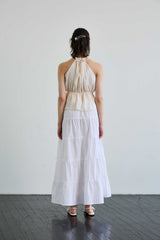PEARL HALTERNECK TOP / IVORY