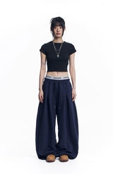 Star Lettering Patch Sweat Pants - Navy