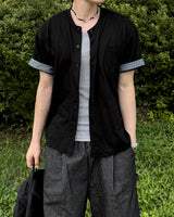Moment Check Roll-Up Short Sleeve Cardigan