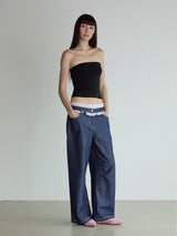 Frill Block Pants_Deep Blue
