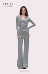 Anna lace cardigan training three-piece set (Sleeveless cardigan, pants)