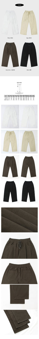 [short, basic, long choice*] League banding pintuck cotton wide pants (4 colors)