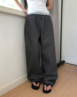 オキッド ヘリンボーン ワイドパンツ