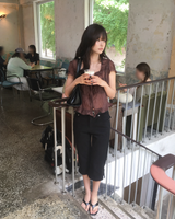 Frill shirring blouse