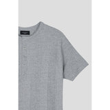 High ribbed henry neck half sleeves(Ivory)