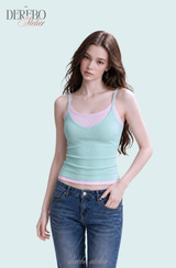 Cozy Mint Dot Pink Sleeveless T-shirt