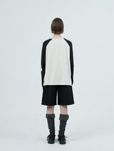 patched raglen t-shirts / white