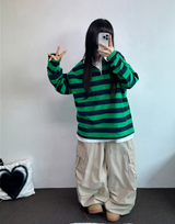 ヘビールーズフィットツーピンタックバルーンパンツ 💚🧸🖤3カラー