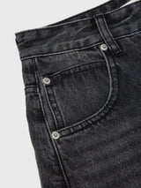 Tapered Round Denim Pants Grey