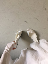 [ 3cm ] teer ribbon toe - satin wedge mule