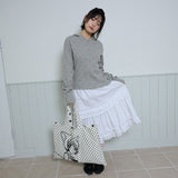 FLOWER WAFFLE BUTTON HOODIE - GRAY