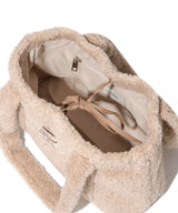 Clover Heart Fluffy Medium Tote Bag Beige