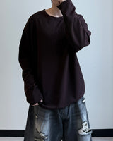 Sheer Raw-Edge Waffle Long Sleeve