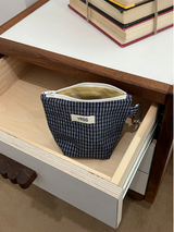 NAVY CHECK POUCH (POP-UP POUCH)