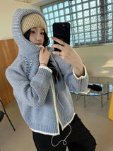 Sky Knit Two-Way Hood Zip-Up