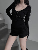 belted wrap V-neck T (2color)