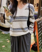Hanin ストライプウールニットウェア