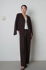 Twill Fintuck Slacks_Brown