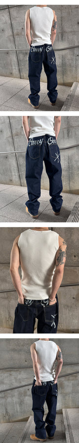[Unisex] Damage washing sleeveless(4color)
