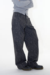 Ghibli pattern cotton wide pants