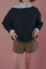Cinnamon cable knit_navy