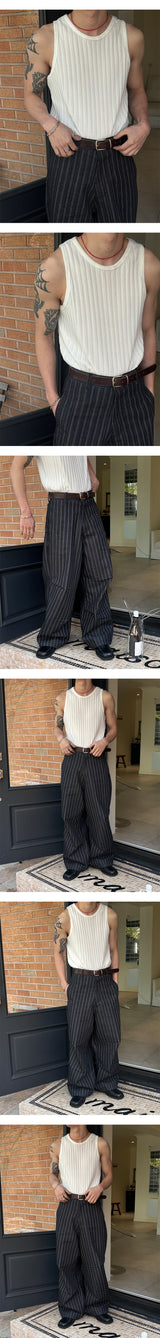 [SET UP가능] Stripe trucker denim jacket