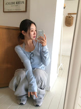 [MADE] Ray, U-neck rib long sleeve T-shirt