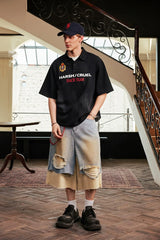 Distressed Badge Wash Polo