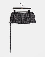 Esseon Checkered Layered Mini Wrap Skirt