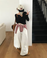 メローデザインロングスリーブカットソー (or Long-Sleeve Top)