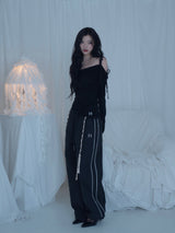 Cats Draping One-Shoulder Top