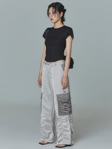 Satin Cargo Pants (Beige)