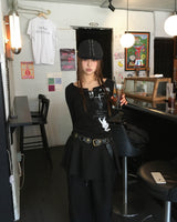 Lace black cotton pants
