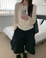 ダークデニムバルーンバミューダパンツ