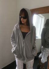 SHIRRING HOOD ZIP-UP 