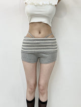 1514. Striped Knit Flap Strap Shorts