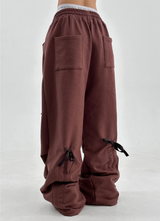 (SHIRRED BOW❤/BRUSHED FLEECE❤/100% COTTON) TRAINING BOW PANTS - 3 COLOR