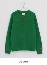 Genif Raglan Round Button Knit