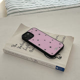 stripe star glossy glass bumper case (pink)
