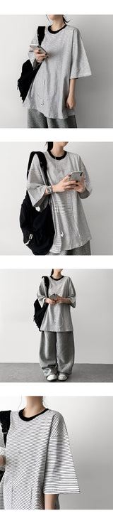 ボクシーフィット カラーリング シンライン 半袖 Tシャツ