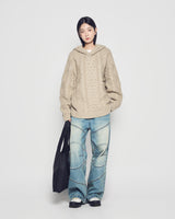 25FW ローゲージケーブルニットフーディー ベージュ