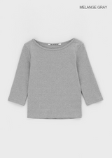 [B-BASIC] Standard Boat Neck 7/8 Sleeve T-Shirt 2SIZE
