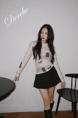 Blur Cartoon Mash Round Long Sleeve T-shirt