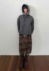 SHIRRING HIGH NECK ZIP-UP