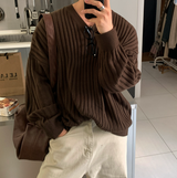  Isabelle Vienna V-Neck Loose Fit Ribbed Long Sleeve Knit