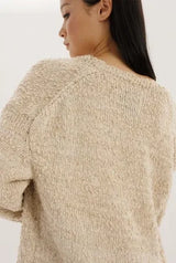 Boucle long cardigan - glitter beige