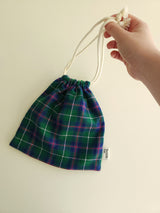 Check string pouch - navy L