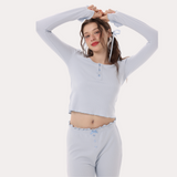 "Cozy Knitted Pajama Set – Long Sleeve Top & Relaxed Pants | Soft Loungewear for Women"