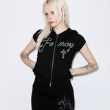 HOTFIX PUFF SLEEVE HOOD ZIP-UP (BLACK) F26QB151